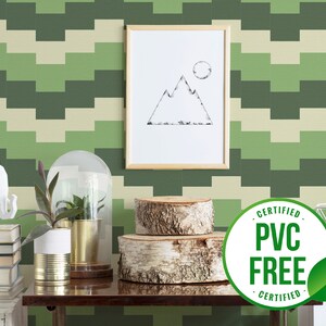 Green Geometric Wallpaper Removable Peel and Stick Wallpaper or