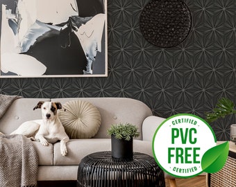 Black stars wallpaper | Removable Peel and Stick wallpaper or Unpasted wallpaper - PVC-Free | Tile Bold Self-adhesive wallpaper