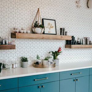Geometric self-adhesive wallpaper | Hexagon Removable Peel and Stick wallpaper or Unpasted wallpaper - PVC-Free image 6