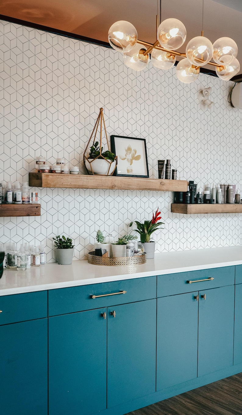 Geometric self-adhesive wallpaper | Hexagon Removable Peel and Stick wallpaper or Unpasted wallpaper - PVC-Free image 6