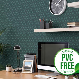 Waldgrüne retro Tapete | Ablösbare Tapete oder ungeklebte Tapete - PVC-Frei | Kreis Selbstklebende Tapete