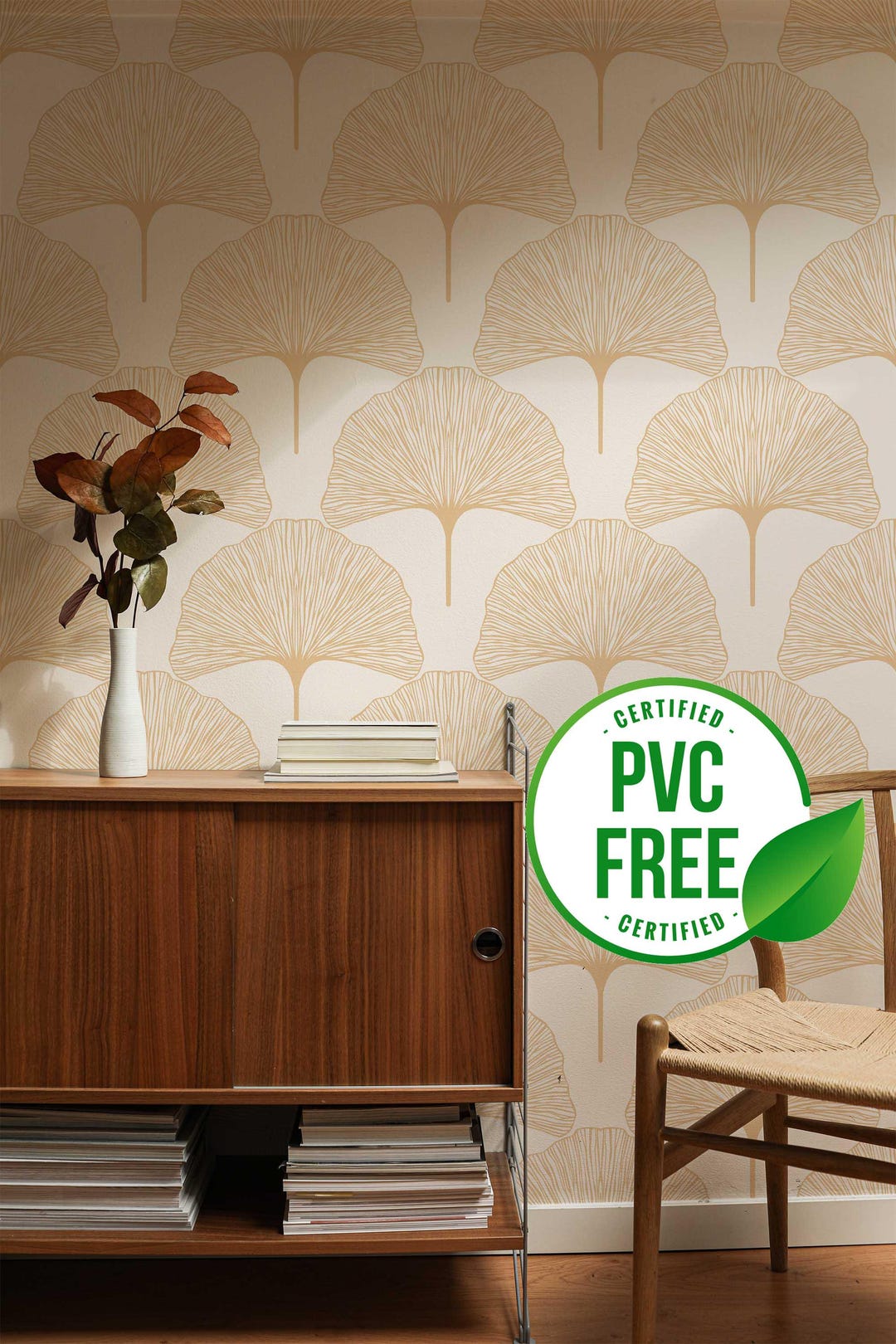 Beige Art Deco Wallpaper | Removable Peel and Stick Wallpaper or