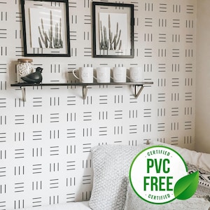 Geometrische Linienmuster selbstklebende Tapete | Schwarz und weiße Ablösbare Tapete oder ungeklebte Tapete - PVC-Frei