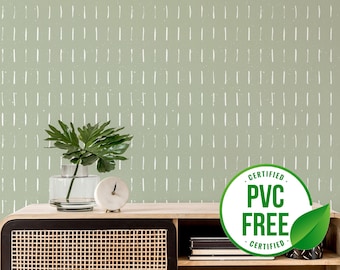 Sage Green brush stroke wallpaper | Removable Peel and Stick wallpaper or Unpasted wallpaper - PVC-Free | Striped Self-adhesive wallpaper