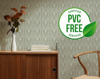 Grüne Tapete von Art Deco | Ablösbare Tapete oder ungeklebte Tapete - PVC-Frei | Selbstklebende Tapete