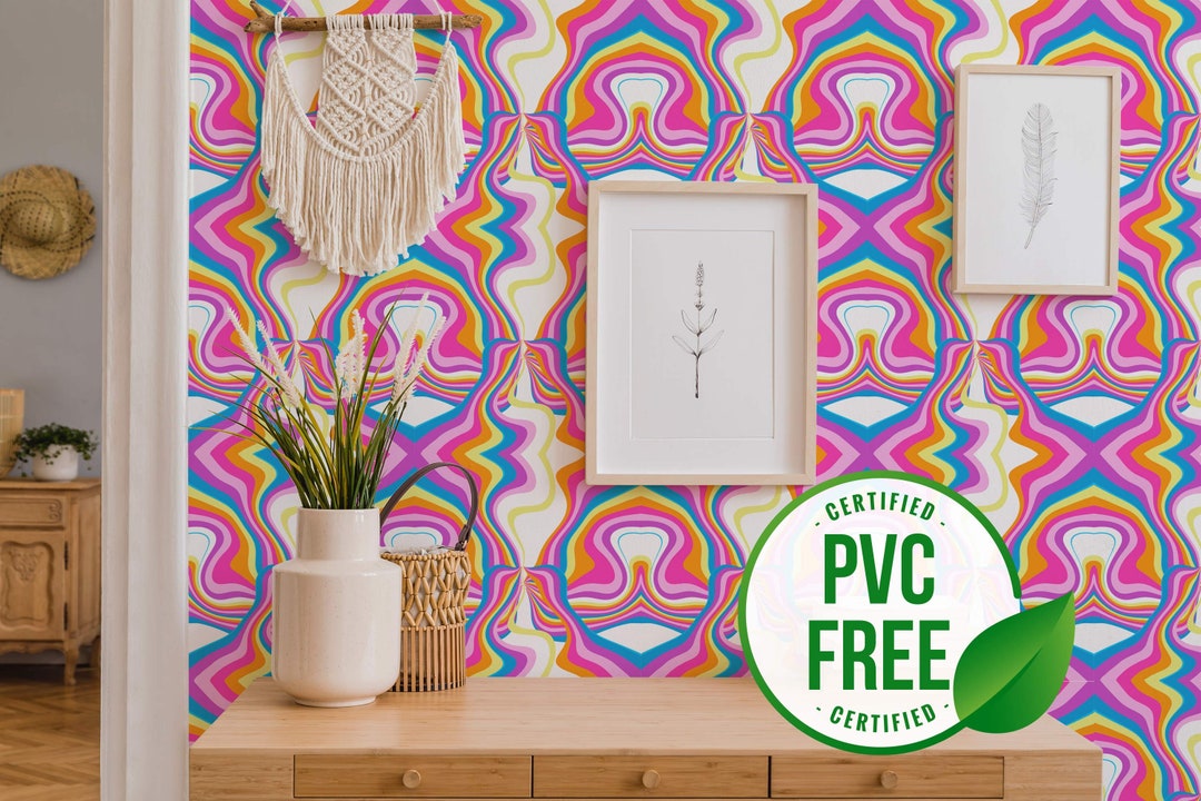 Colorful Psychedelic Wallpaper Removable Peel and Stick Wallpaper or
