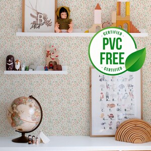 Papier peint fleuri beige | amovible ou papier peint non encollé - sans PVC |  Papier peint autocollant