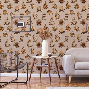 Brown Cafe Wallpaper Removable Peel and Stick Wallpaper or Unpasted