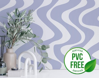 Beachy wave wallpaper | Removable Peel and Stick wallpaper or Unpasted wallpaper - PVC-Free | Funky Eclectic Self-adhesive wallpaper