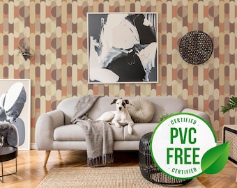 Mid-century geometric self-adhesive wallpaper | Removable peel and stick wallpaper - PVC-Free material & Eco-friendly Inks