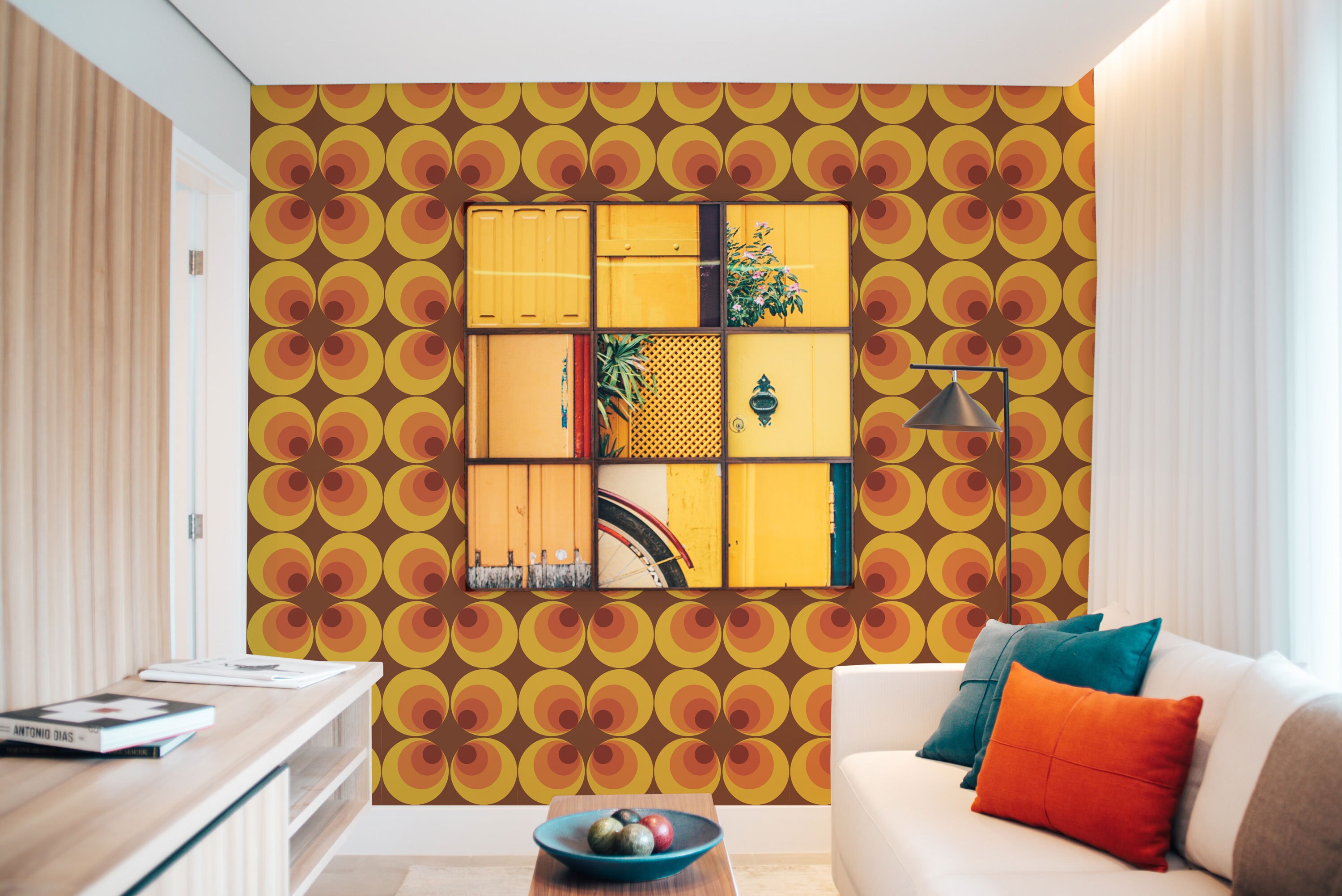 Orange Retro Peel and Stick Wallpaper Retro Removable Etsy New Zealand