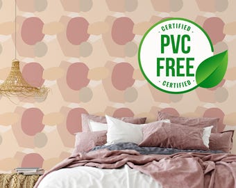 Beige and pink abstract wallpaper | Removable Peel and Stick wallpaper or Unpasted wallpaper - PVC-Free |  Self-adhesive wallpaper