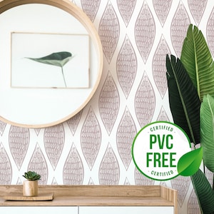 Leaf pattern self-adhesive wallpaper | Ikat Removable Peel and Stick wallpaper or Unpasted wallpaper - PVC-Free