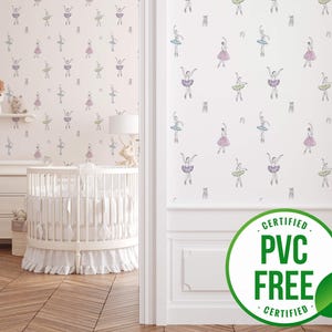 Minimal ballerina wallpaper | Removable Peel and Stick wallpaper or Unpasted wallpaper - PVC-Free | Girly Nursery Self-adhesive wallpaper