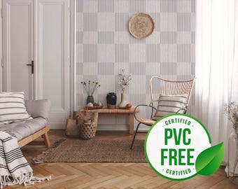 Striped check self-adhesive wallpaper | Removable peel and stick wallpaper - PVC-Free material & Eco-friendly Inks