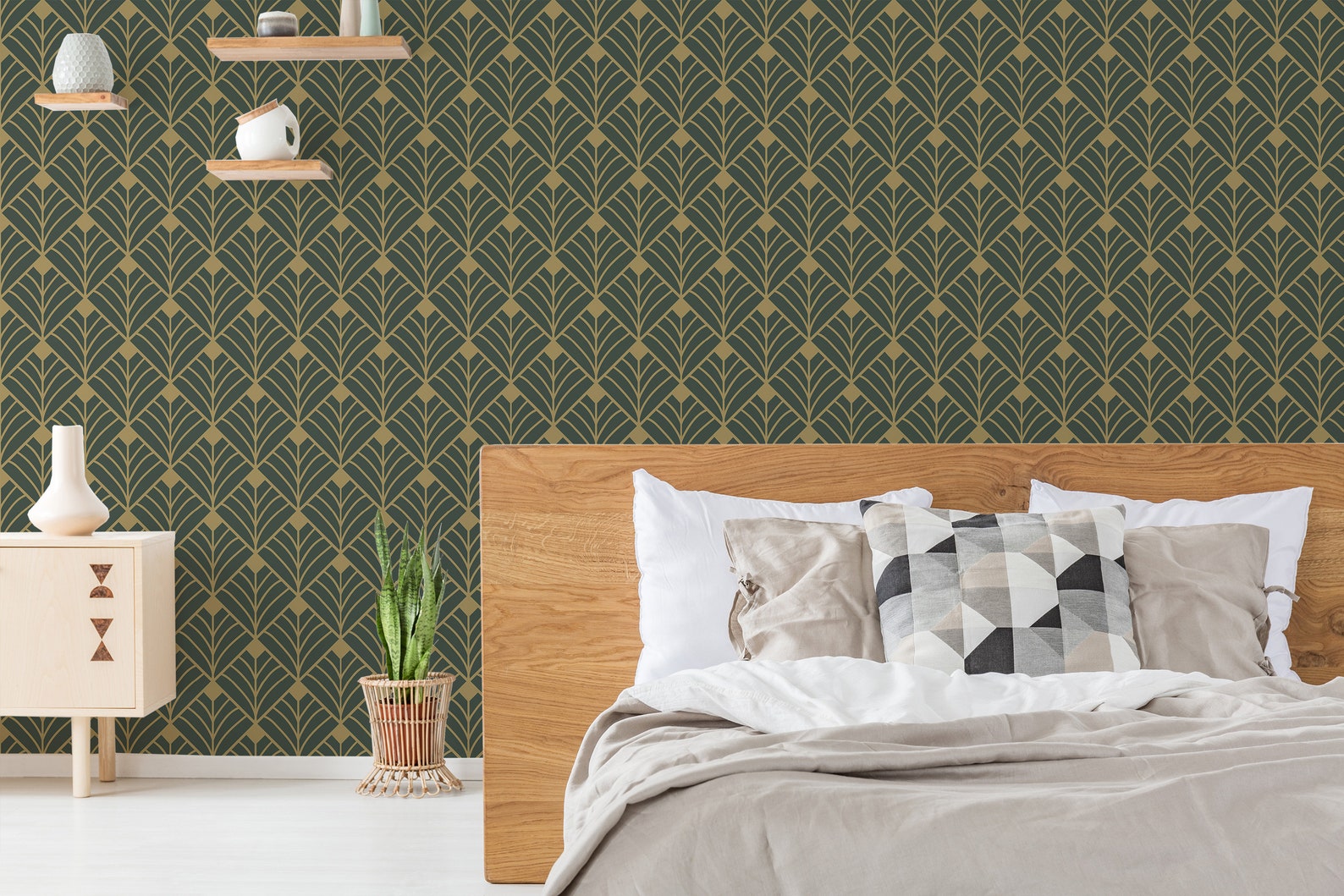 Emerald Green Art Deco Wallpaper Removable Peel and Stick - Etsy