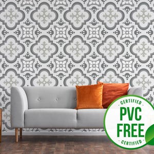 Gray French tile wallpaper | Removable Peel and Stick wallpaper or Unpasted wallpaper - PVC-Free | Geometric Self-adhesive wallpaper