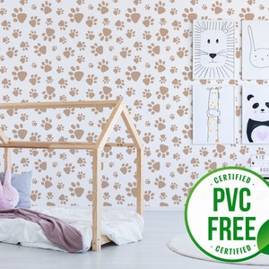 Dog footprint wallpaper | Removable Peel and Stick wallpaper or Unpasted wallpaper - PVC-Free | Animal Neutral Self-adhesive wallpaper