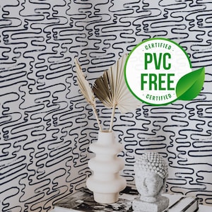 Blue brush stroke wallpaper | Removable Peel and Stick wallpaper or Unpasted wallpaper - PVC-Free |  Self-adhesive wallpaper