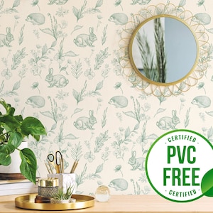 Salbeiwald Tapete | Ablösbare Tapete oder ungeklebte Tapete - PVC-Frei | Kinderzimmer Tiere Selbstklebende Tapete