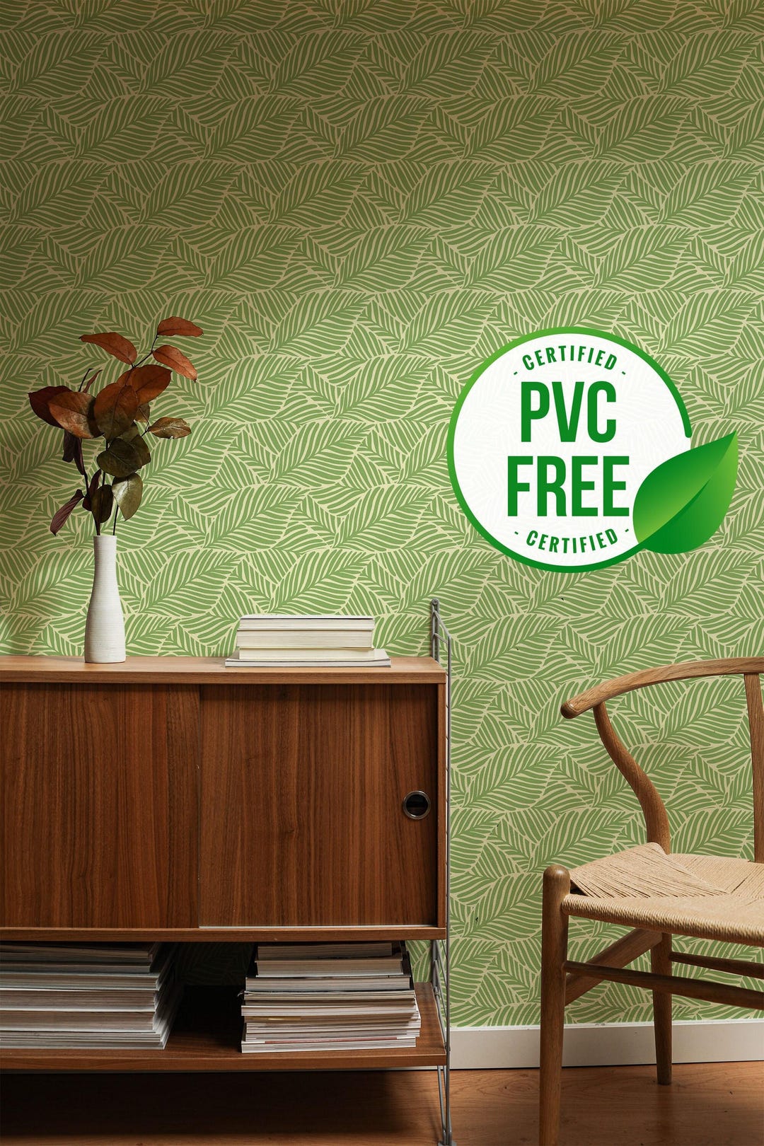 Green and Yellow Leaf Wallpaper | Removable Peel and Stick Wallpaper or ...