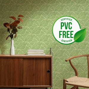 Grüne und gelbe Blatttapete | Ablösbare Tapete oder ungeklebte Tapete - PVC-Frei |  Selbstklebende Tapete