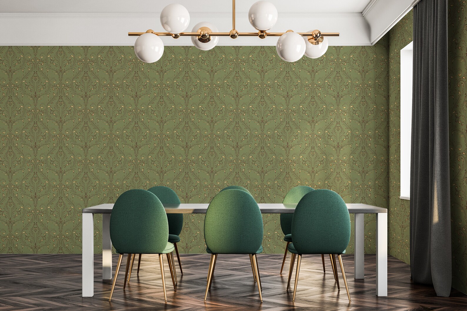 Olive Green Vintage Wallpaper Removable Peel and Stick - Etsy