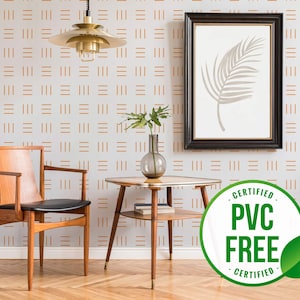 Orangefarbene geometrische Linie selbstklebende Tapete | Abnehmbare Tapete mit geometrischer Form zum Abziehen und Aufkleben - PVC-freies Material und umweltfreundliche Tinten
