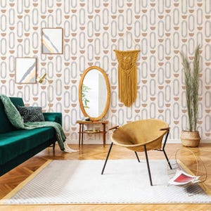 Abstract boho circles self-adhesive wallpaper | Removable Peel and Stick wallpaper or Unpasted wallpaper - PVC-Free image 10