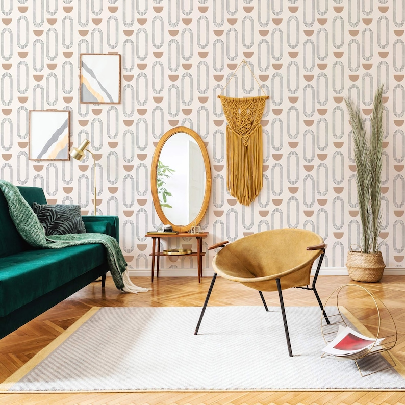 Abstract boho circles self-adhesive wallpaper | Removable Peel and Stick wallpaper or Unpasted wallpaper - PVC-Free image 10