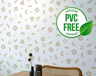 Beige and white abstract wallpaper | Removable Peel and Stick wallpaper or Unpasted wallpaper - PVC-Free | Self-adhesive wallpaper
