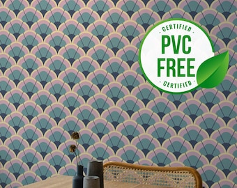 Grün und Rosa Jugendstil Tapete | Ablösbare Tapete oder ungeklebte Tapete - PVC-Frei | Selbstklebende Tapete
