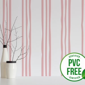 Pink uneven stripe wallpaper | Removable Peel and Stick wallpaper or Unpasted wallpaper - PVC-Free | Striped French Self-adhesive wallpaper