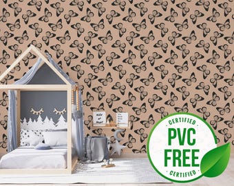 Naadloos vlinderbehang | Verwijderbaar peel-and-Stick-behang of ongeplakt behang - pvc-vrij | Neutraal zelfklevend kinderkamerbehang