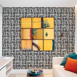Brushstroke wallpaper | Brush stroke peel and stick wallpaper or Unpasted - PVC-free | Black & White removable wallpaper | Rustic Wall Décor image 9