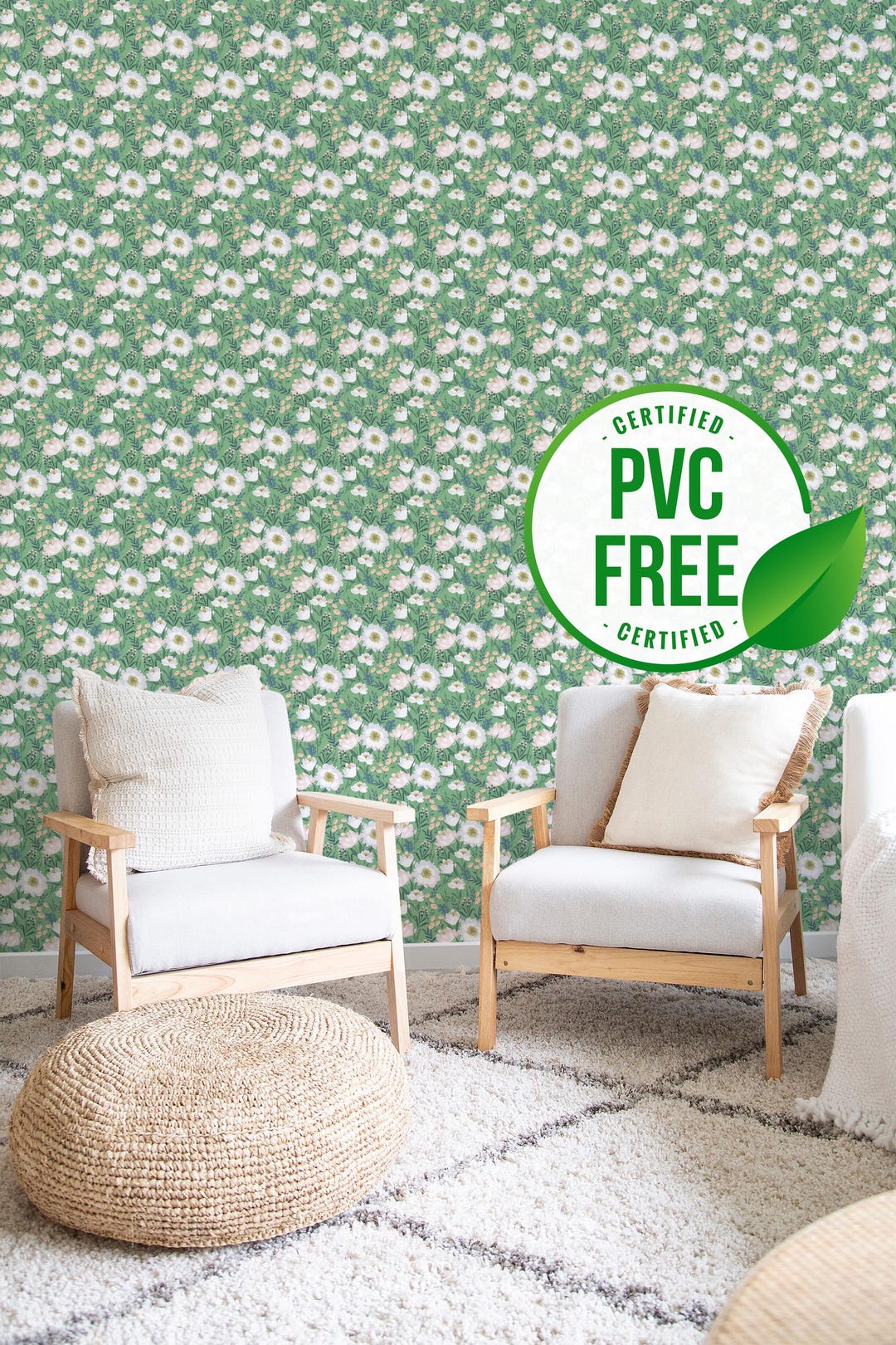 Green and White Floral wallpaper | Re...