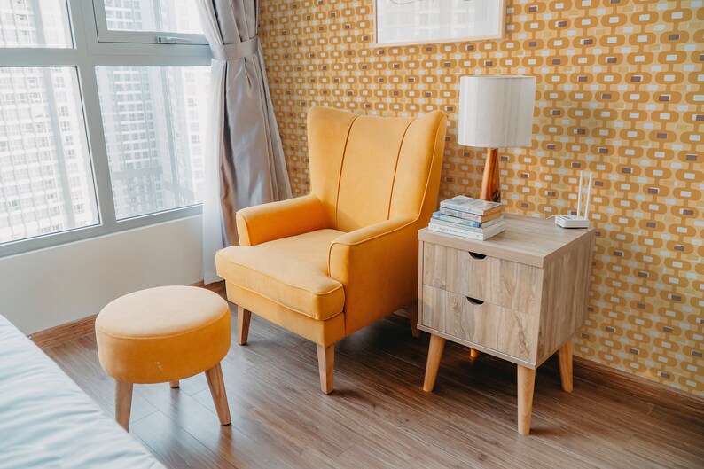 Yellow Midcentury Modern Wallpaper Removable Peel and Stick Etsy