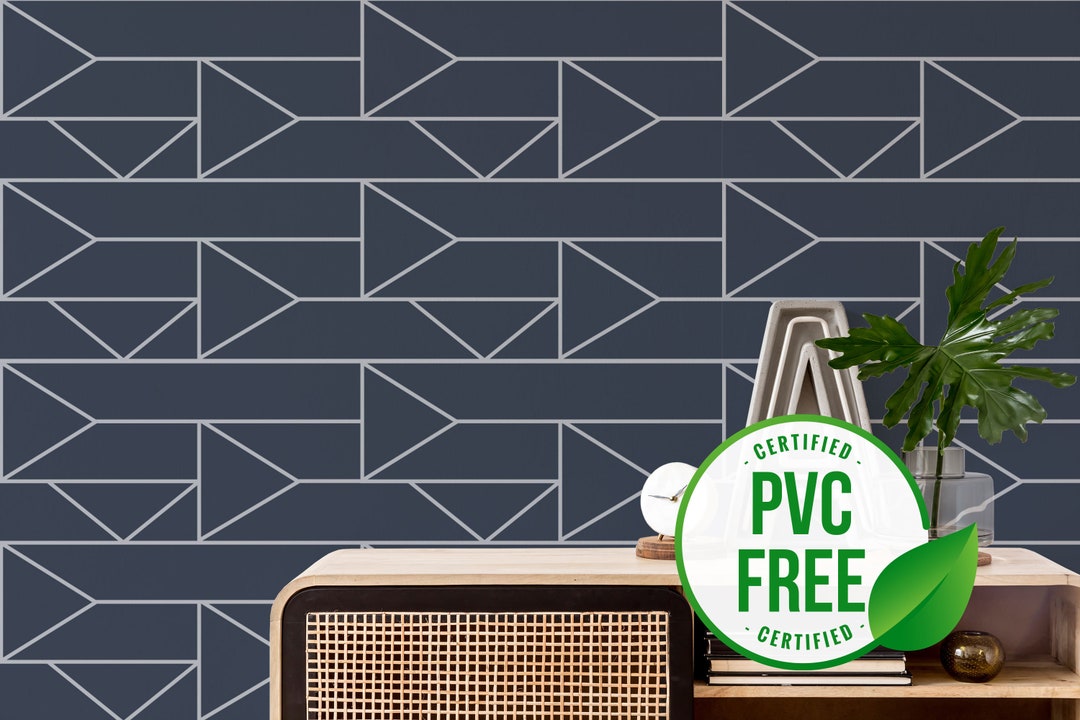 Navy Blue Art Deco Wallpaper Geometric Removable Peel and Stick or
