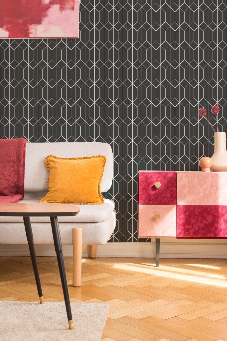 Geometric wallpaper Hexagon Removable Peel and Stick wallpaper or Unpasted wallpaper PVC-Free Seamless Self-adhesive wallpaper image 8