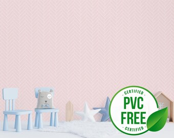 Pink herringbone wallpaper | Removable Peel and Stick wallpaper or Unpasted wallpaper - PVC-Free | Geometric Tile Self-adhesive wallpaper
