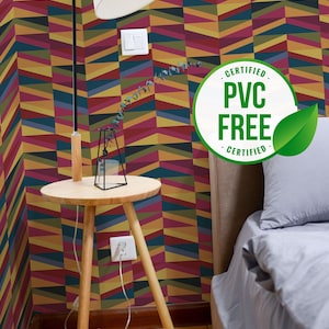 Brown and orange vintage wallpaper | Removable Peel and Stick wallpaper or Unpasted wallpaper - PVC-Free | Bold Self-adhesive wallpaper
