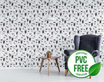 Black female body wallpaper | Removable Peel and Stick wallpaper or Unpasted wallpaper - PVC-Free | Line Art Self-adhesive wallpaper
