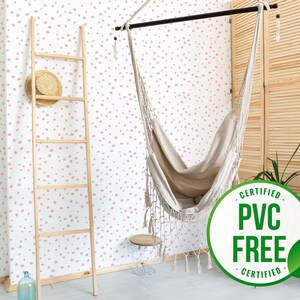 Rosa Dalmatiner selbstklebende Tapete | Ablösbare Tapete mit Punkten - PVC-freies Material & umweltfreundliche Farben