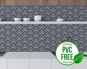 Gray chevron wallpaper | Removable Peel and Stick wallpaper or Unpasted wallpaper - PVC-Free | Bold Geometric Self-adhesive wallpaper