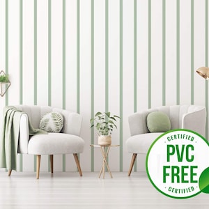 Grüne französische Streifen selbstklebende Tapete | Ablösbare Tapete oder ungeklebte Tapete - PVC-Frei