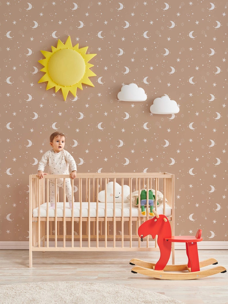 Minimalist Moon Wallpaper Removable Peel and Stick Wallpaper | Etsy