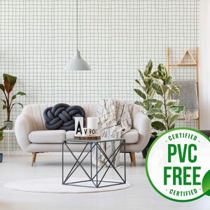 Grün ästhetische Gitter selbstklebende Tapete | Abnehmbare Tapete - PVC-freies Material & umweltfreundliche Tinten