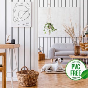 Papier peint autocollant à rayures noires | Papier peint amovible à rayures - Matériau sans PVC et encres respectueuses de l'environnement