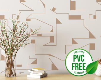 Neutral abstract line wallpaper | Removable Peel and Stick wallpaper or Unpasted wallpaper - PVC-Free | Geometric Self-adhesive wallpaper