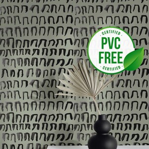Grüne und schwarze Pinselstrich Tapete | Ablösbare Tapete oder ungeklebte Tapete - PVC-Frei |  Selbstklebende Tapete